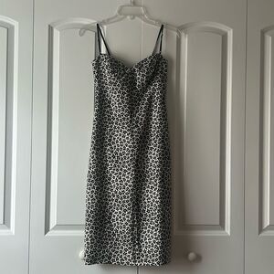 Nicole Miller Black and White Floral Midi Slip Dress